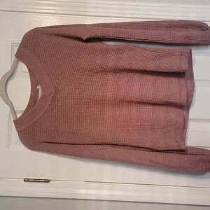 Waffle knit mauve blouse